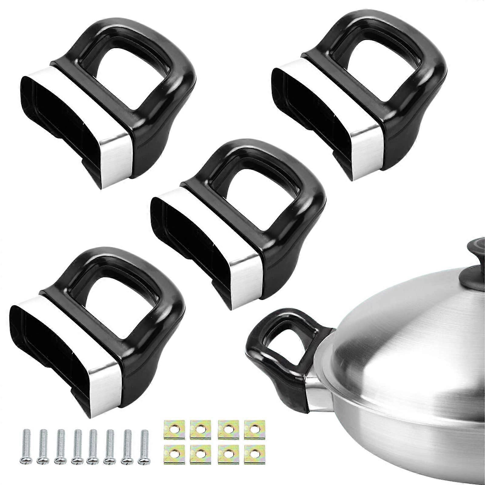 4 Pack Black Bakelite Pot Replacement Handles for Pressure Cooker, Heat Resistant Easy Install