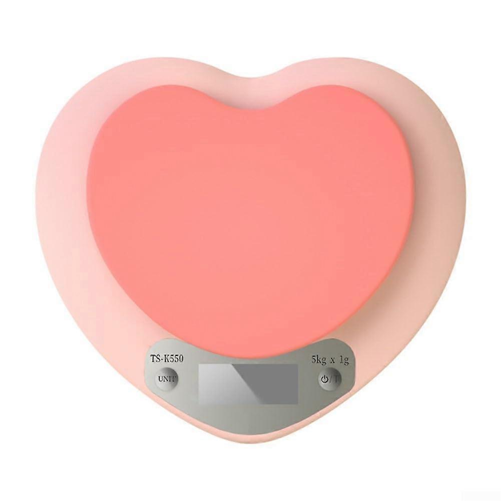 Digital Kitchen Scale Pink Heart LCD 5kg Capacity Precision Sensor for Baking with Tare Function