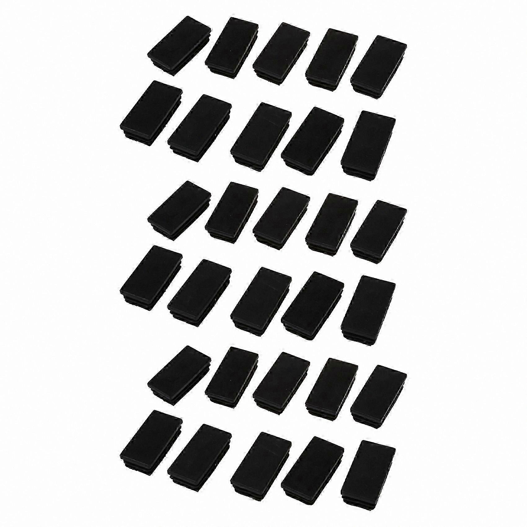 Black Plastic End Caps for 25x50mm Rectangle Tubes, 30-Pack, Durable Blanking Inserts