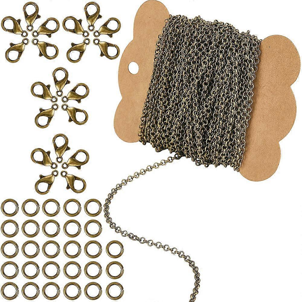 DIY Iron Chains Necklaces Making Kits Bronze Red Copper 3x1mm