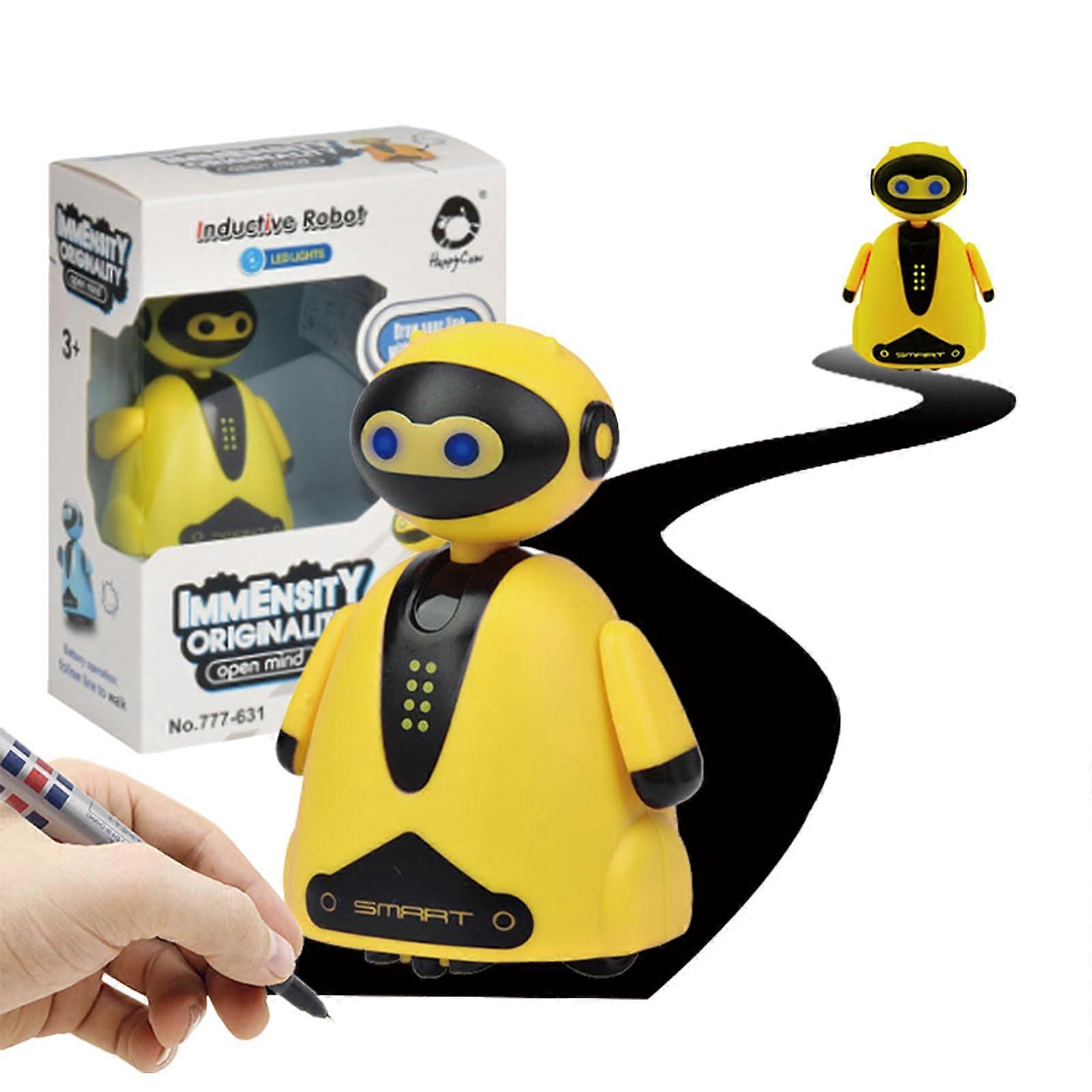 STEM Robot Toy with Smart Line Tracking, Interactive LED Sensor, Educational Line Follower Kit for Kids Yellow