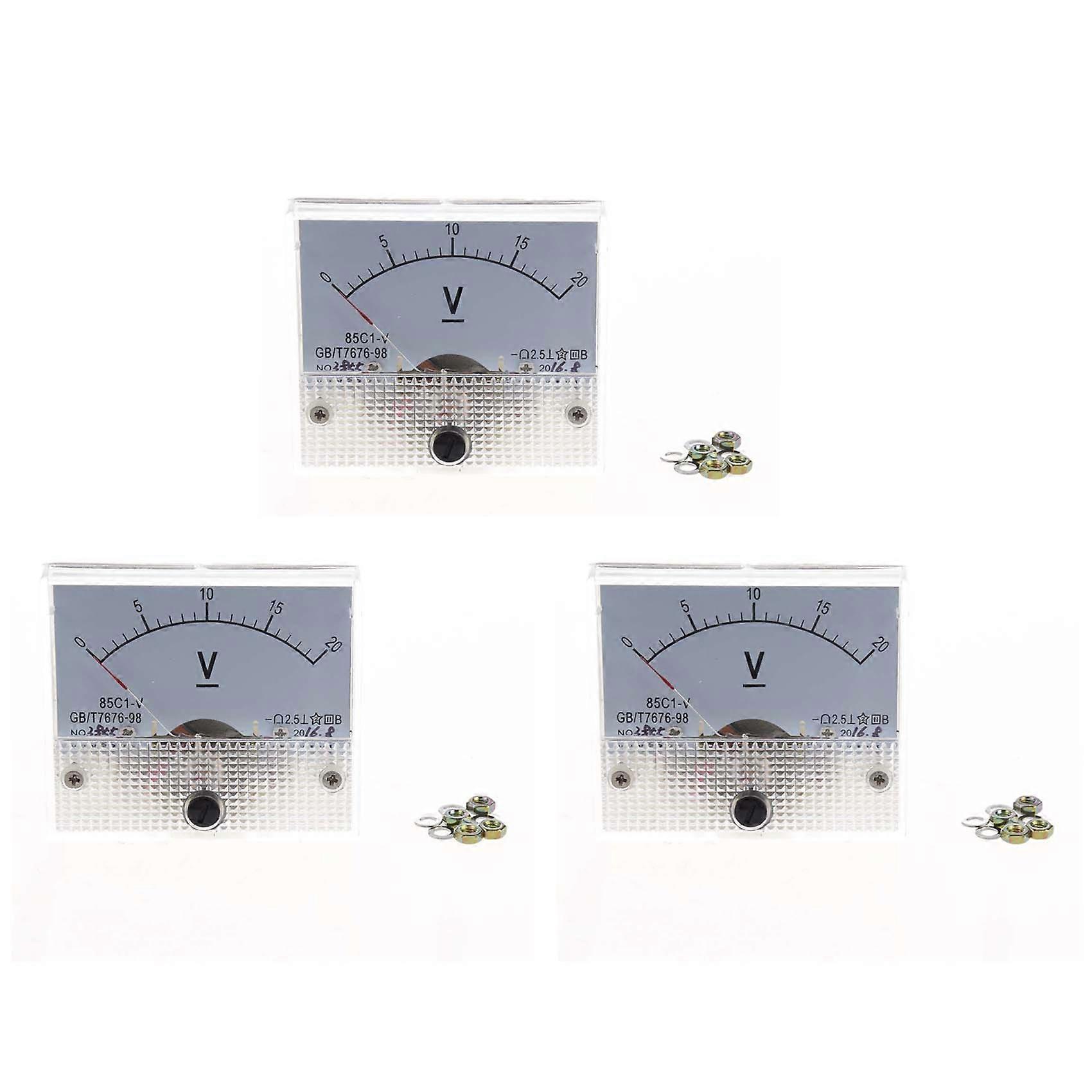 3X DC 0-20V 85C1-V Class 2.5 Voltmeter Analog Volt Panel Meter