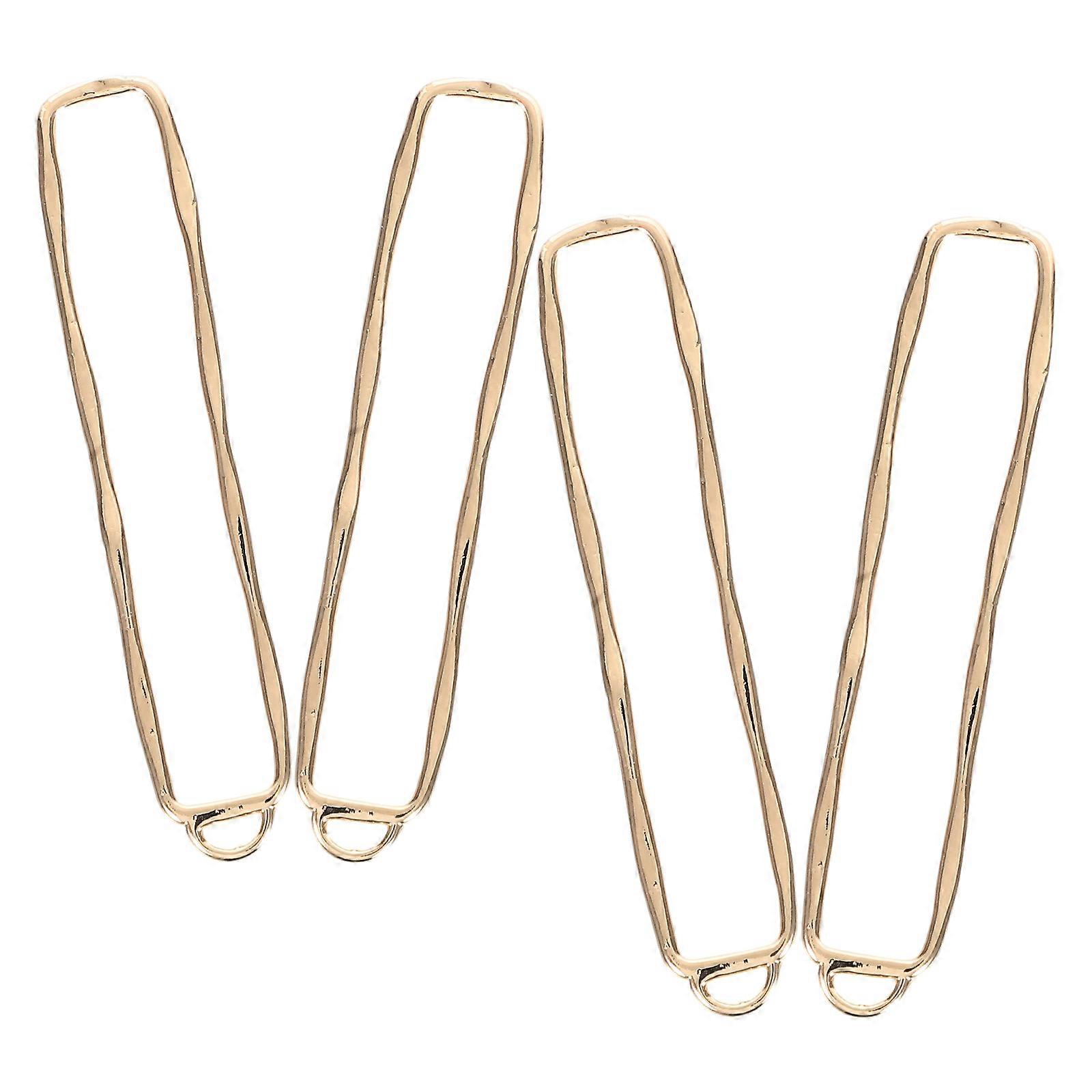 Golden Rectangular Hollow Pendant Open Back Bezel Charms 4Pcs