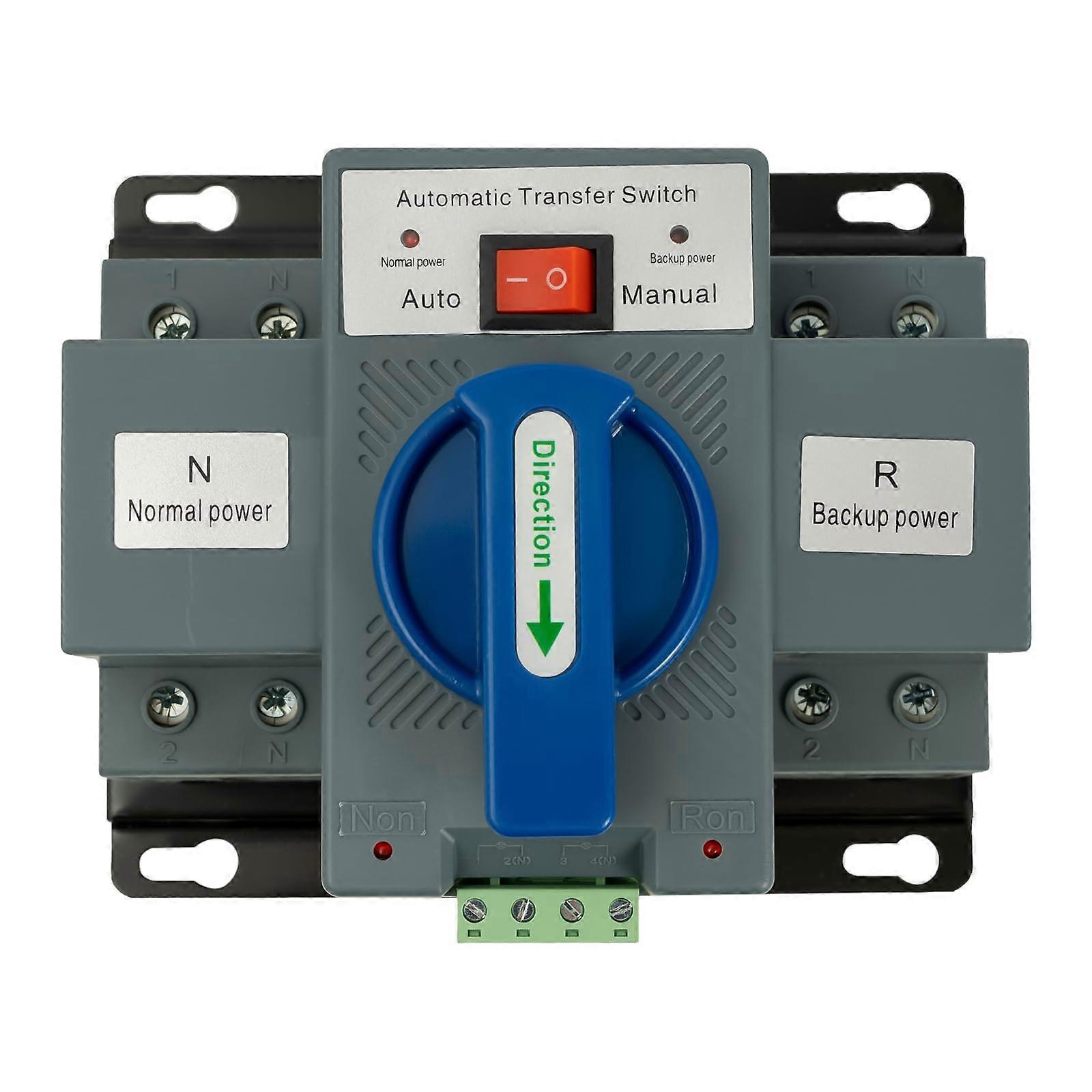 Automatic Transfer Switch 2P 63A Generator Changeover 400V Dual Power with Overload Protection