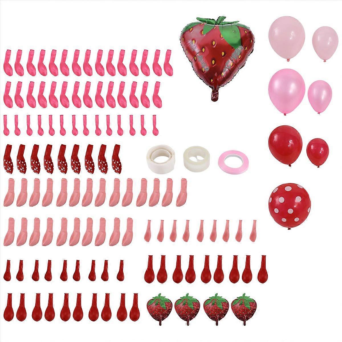 Strawberry Balloon Arch, Strawberry Decorations Kit(128Pcs)