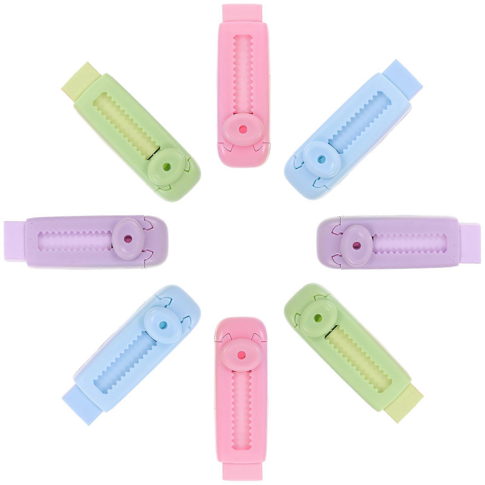 Traceless Retractable Erasers Sliding Function 8Pcs for School Use