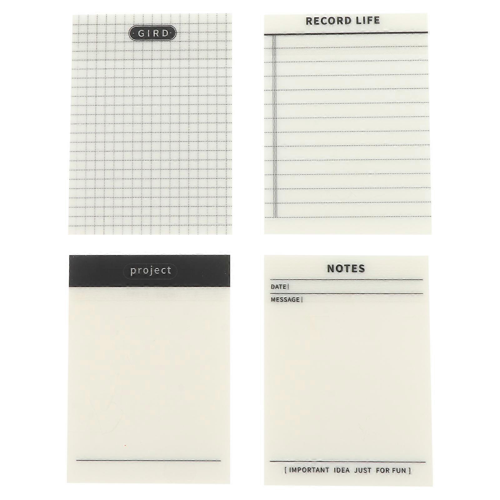 Transparent Memo Stickers Sticky Memo Notes for Waterproof Use 4Pcs