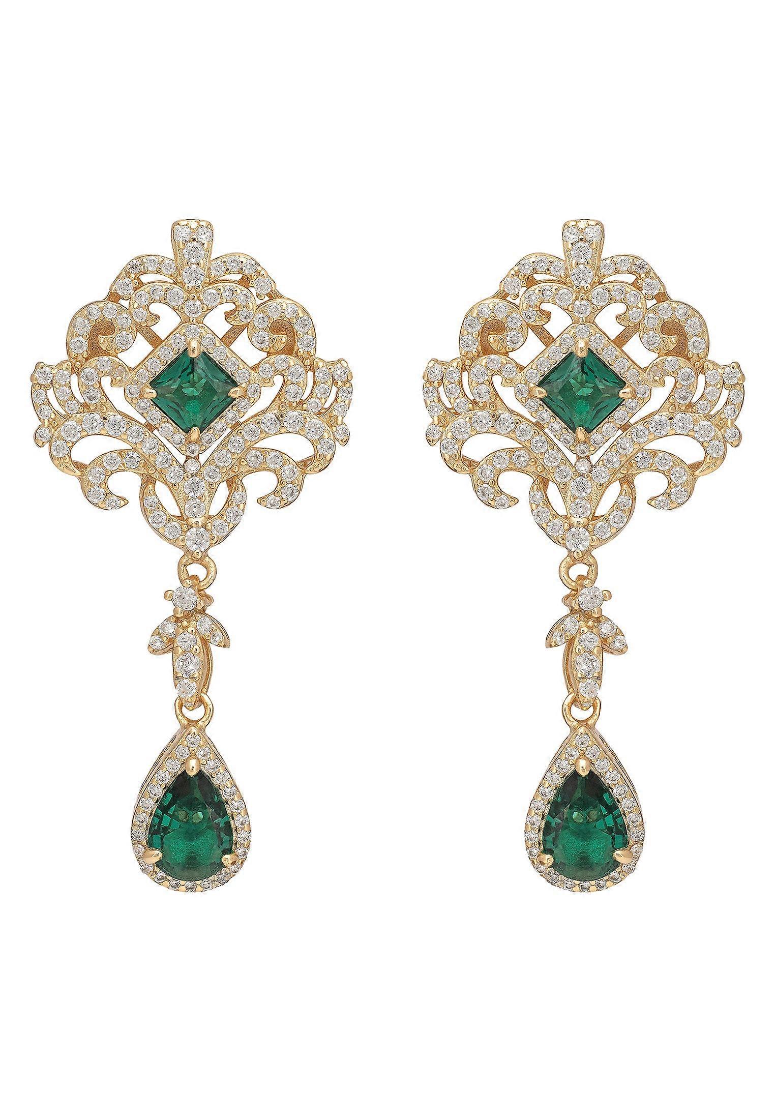 Claridge Drop Earrings Emerald Gold