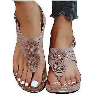 Sandalen met sleehak voor dames, damessandalen, open teensandalen met sleehak voor dames, comfortabele zomersandalen met sleehak en enkelbandje, hoge hakken, vakantieschoenen, roze maat 6