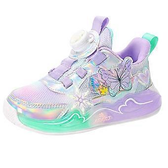 Mädchen-Sneaker mit Schmetterlingsmotiv, geschlossene Zehenpartie, nicht weiche Sohle, Mesh-Sohle, stylische Sportschuhe für drinnen und draußen, lila, 9,5–10 Jahre