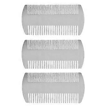 3X Dual Action Stainless Steel Edc Credit Card Size Comb Wallet Comb Pocket Comb Beard Mustache Comb for Man