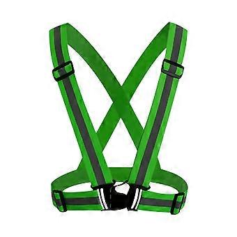 Colete refletivo neon de alta visibilidade para corrida e ciclismo, com cinto ajustável para maior segurança. Equipamento para atividades ao ar livre.