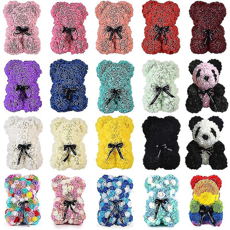 Diy 25 cm mackó rózsa mű virágos medve rózsa Valentin-nap barátnőnek nők feleség anyák napi karácsonyi ajándékok dobozos @bugu