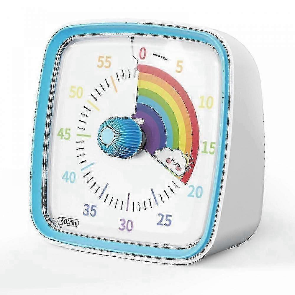(Blue Rainbow)60 Minute Visual Timer with Night Light, Countdown Timer, Pomodoro Timer with Rainbow Pattern, Suitable for kids a