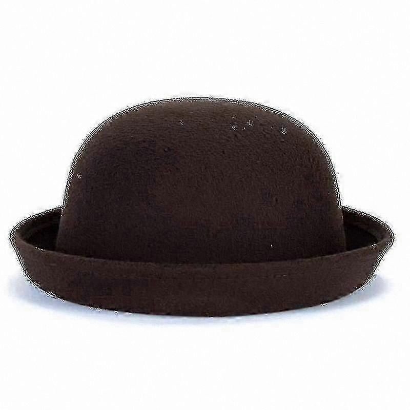 Stylish Solid Color Wool Felt Derby Hat compatible withWomen