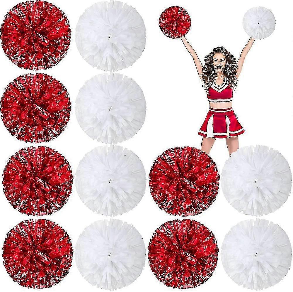 24 Pack Metallic Cheerleading Pom Pom 12 polegadas Cheerleader Pom Poms Com Batuta