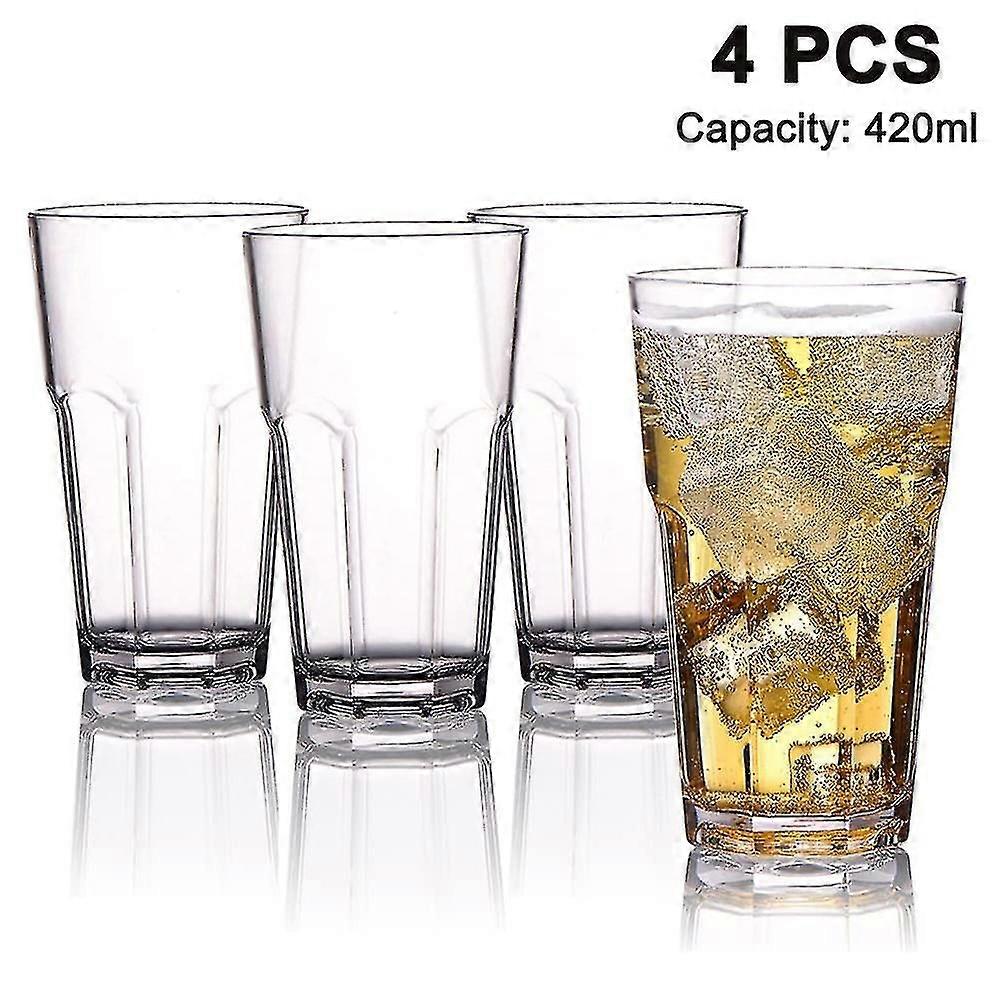 4 Pieces, Break-proof Reusable, 420ml Acrylic Drinking Cup