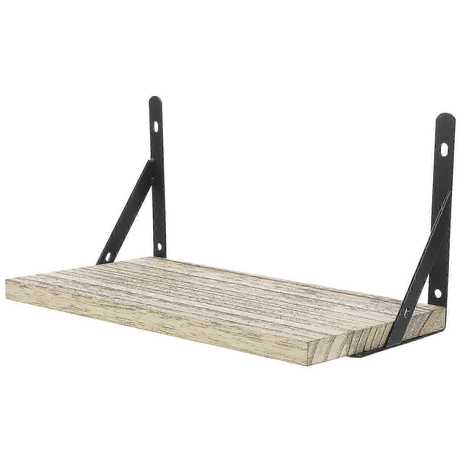 Wooden Triangular Bracket Shelf for Storage Use Wall Mounted Khaki