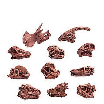 11Pcs Dinosaur Skull Figurines Set, Realistic Dinosaur Bone Models, Miniature Fossil Figures for Educational Play and Decoration, PVC Collectible Toys