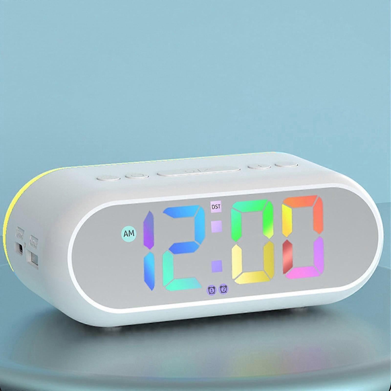 Txmfgh Multi-functional Rechargeable Clock with RGB Luminous Smart Clock, Sound Control Sensor, Date, and Temperature Display Electronic Clock