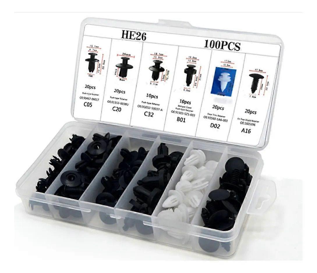Car Plastic Rivets - 100 Pieces 6mm