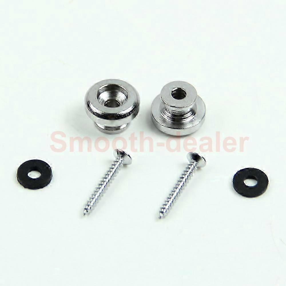 2 Chrome Strap Button Locks Screws Washer Guitar Mandolin Spare Part
