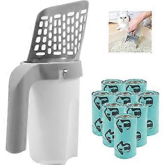 Cat Litter Shovel with Cat Litter Bags, Portable Large Capacity Cat Litter Shovel, Durable Comcompatible withtable Handle Household Cat Poop Shovel