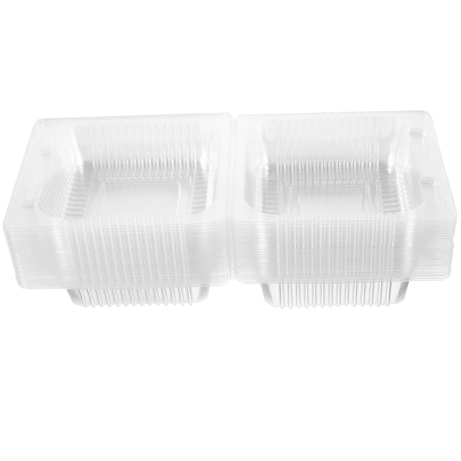50pcs Transparent Sandwich Boxes Container Hamburger Bread Packaging Boxes