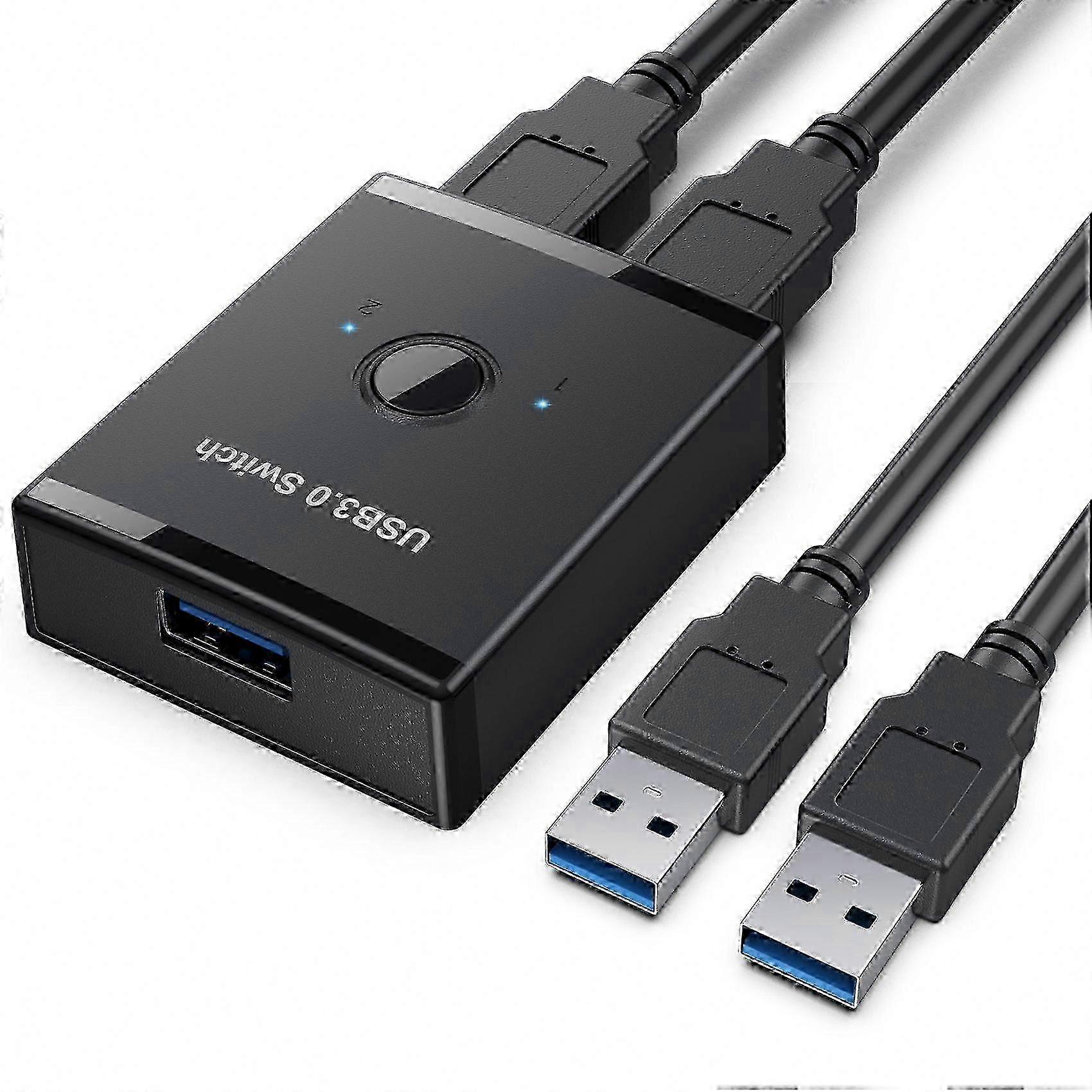 USB 3.0 Switch 1 Input 2 Output, Printer Sharing Hub compatible with Multiple Devices