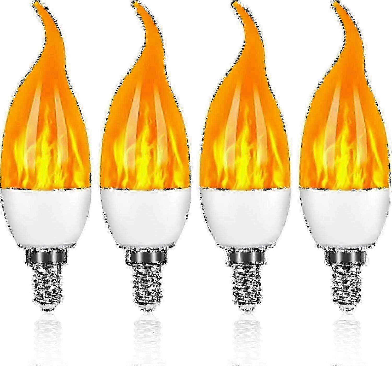 4 Pack 3W E14 LED Flame Effect Light Bulb with 3 Lighting Modes Decorative Bulb