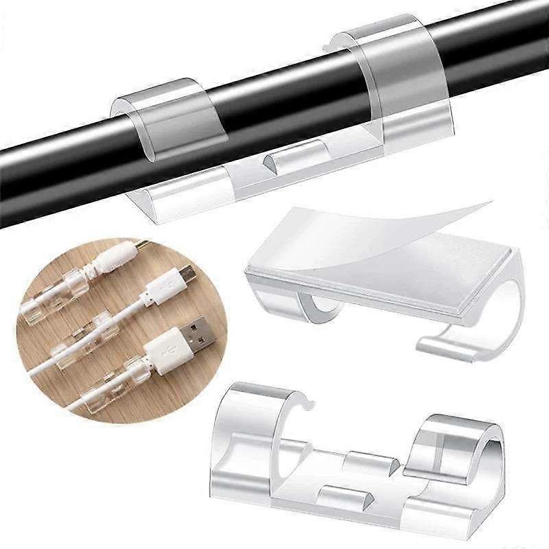 Self-adhesive cable clips - 20-pack - Transparent cable clips - 16-pack - Large size