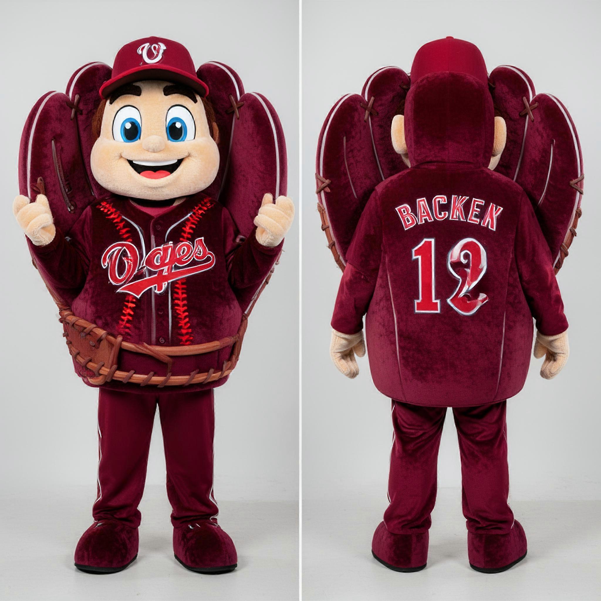 MASTICOT Maroon Padded Baseball Glove Mascot