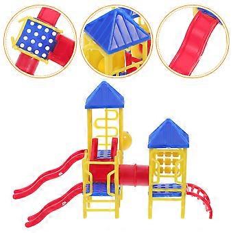 Miniature Playground Model Plastic Mini Kids Playground Model for Decoration 2Sets