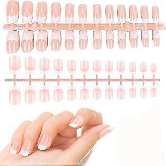 192 False Nails Short Capsules, French Nail Capsule False Nails Full Coverage, - Nude