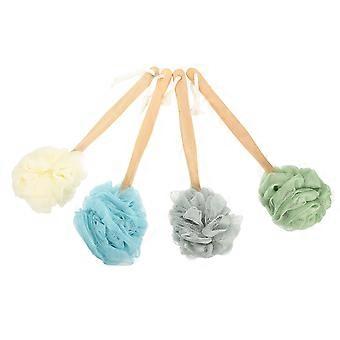 Bath Scrubber Back Brush for Bathing Use 4Pcs Long Wooden Handle Nylon Set