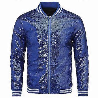 Allthemen Heren Pailletten Casual Rits Party Bomber Jacket