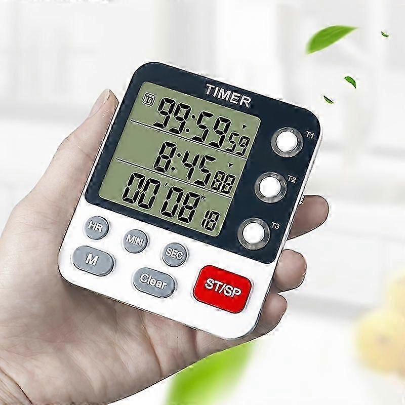 3-Channel Digital Kitchen Timer with Memory, Volume Control and LCD
