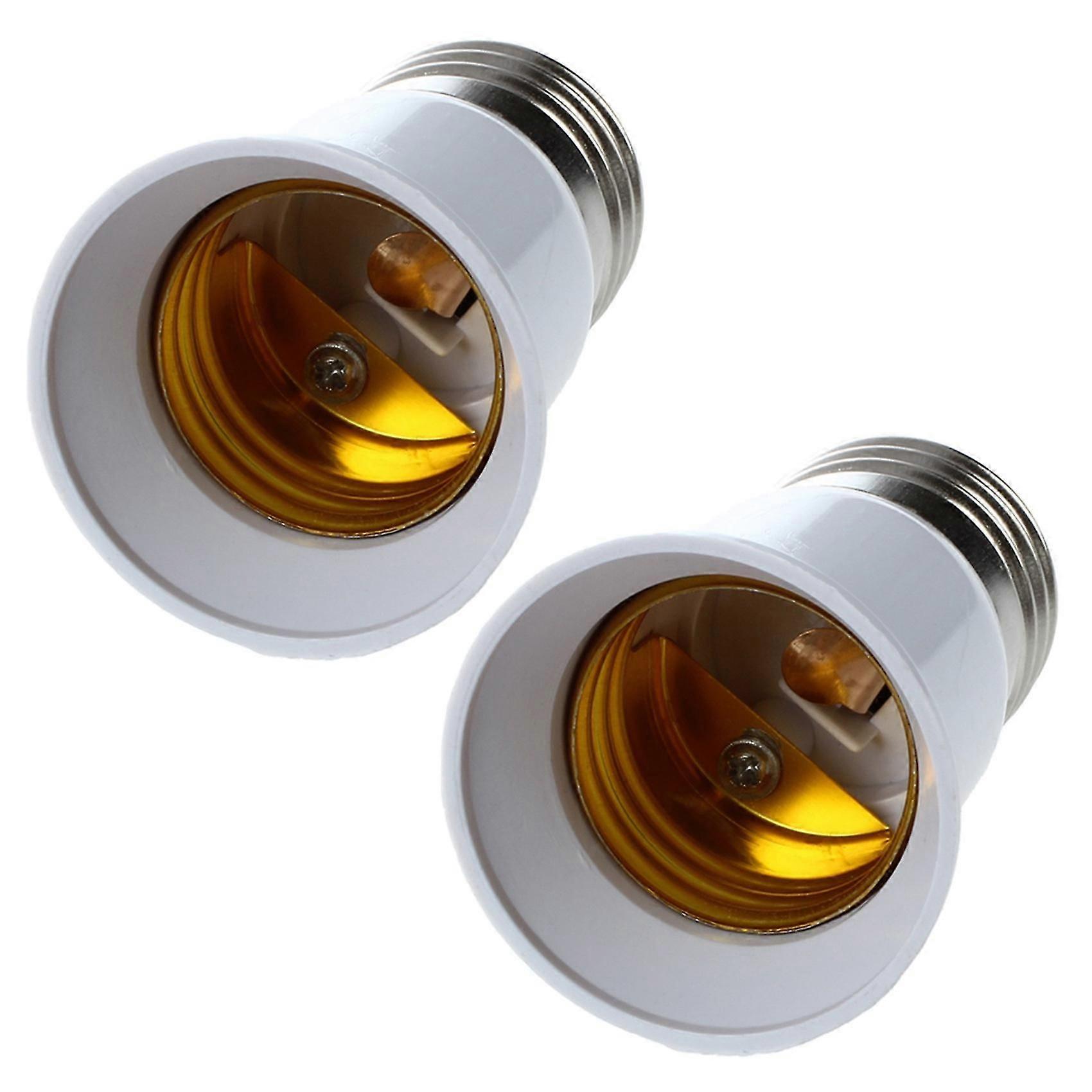 3x E27 To E27 Bulb Holder Silver Tone White Adapter Extender