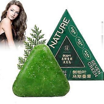Natural Polygon Shampoo Bar, Nature Seven Green Soap Shampoo, Organic Usman Grass Shampoo Soap, Calm & Strengthen Hair for All.B3