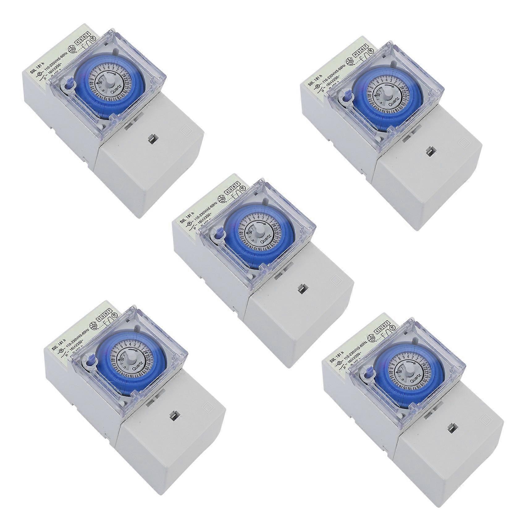 5x 24 Hour Din Rail Programmable Electrical Relay Timer Switch