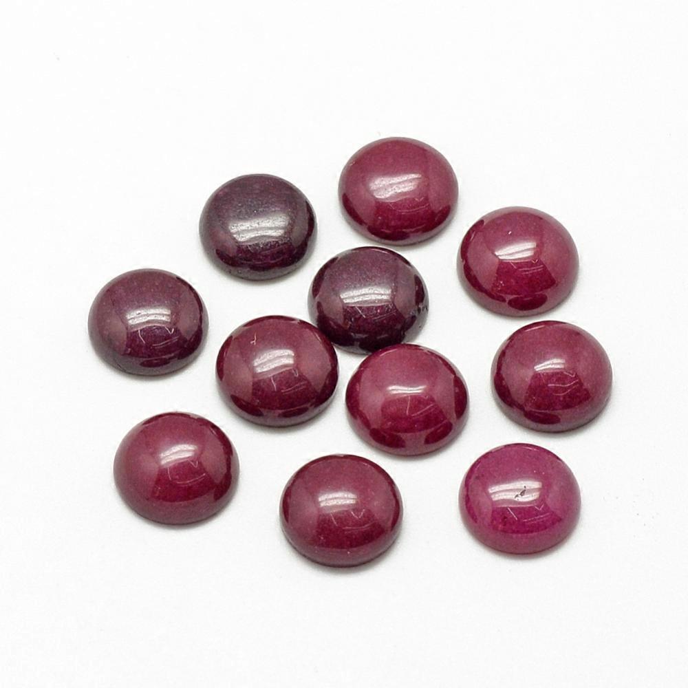 5pcs White Cabochons Dyed Half Round/Dome Medium Violet Red 12x5mm