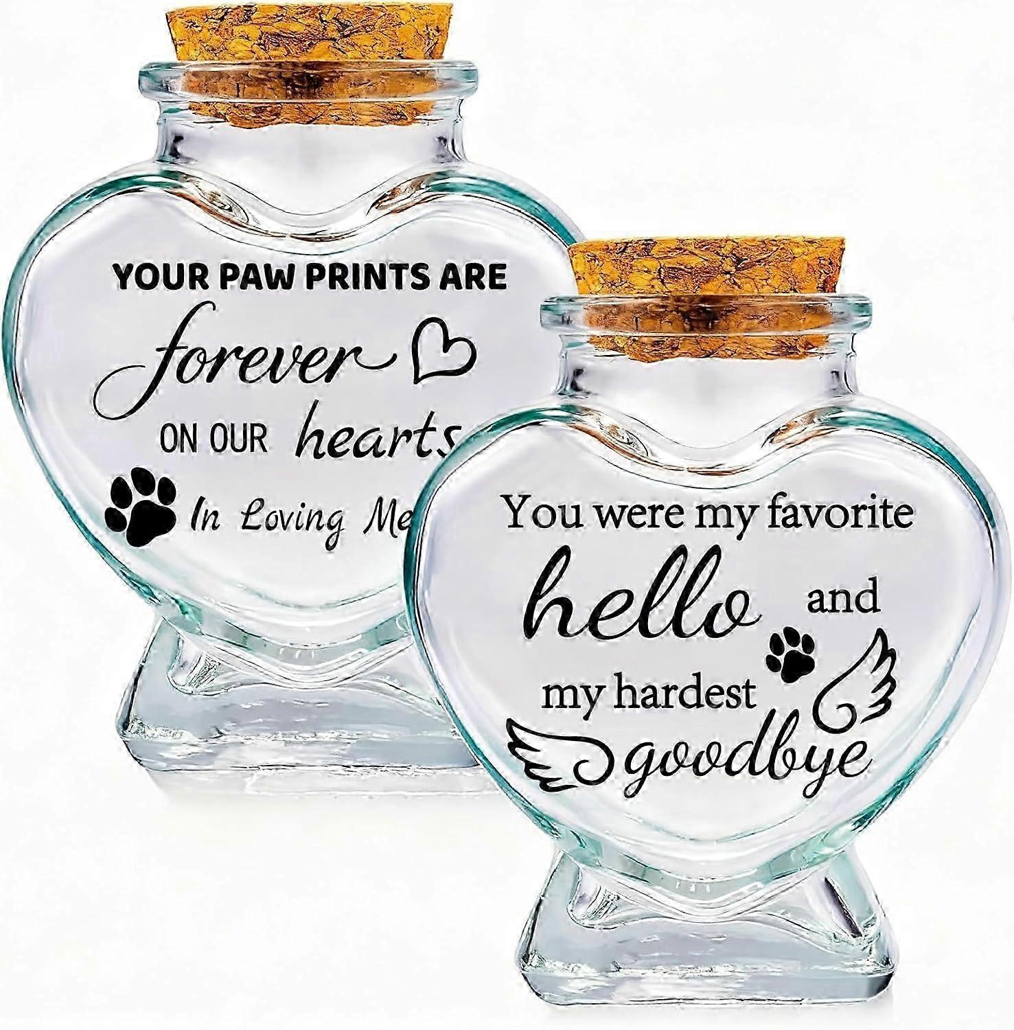 Glass Heart Pet Memorial Bottle Set