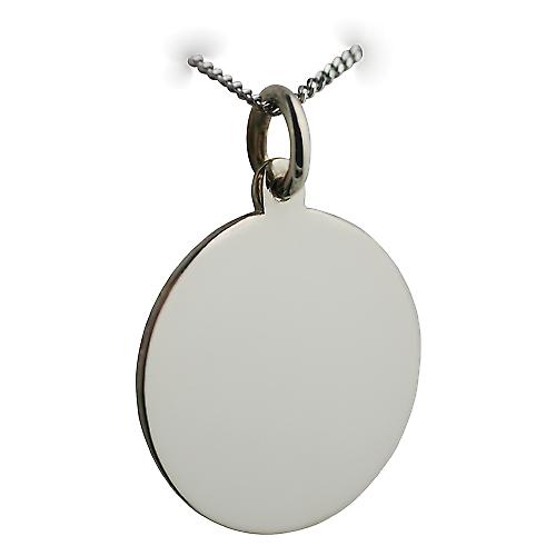 9ct White Gold 20mm round plain Disc with a curb Chain 20 inches
