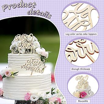 Topper Gâteau Mariage 'Mr & Mrs' En Bois - Décorations Noces Rustique - 15x22cm