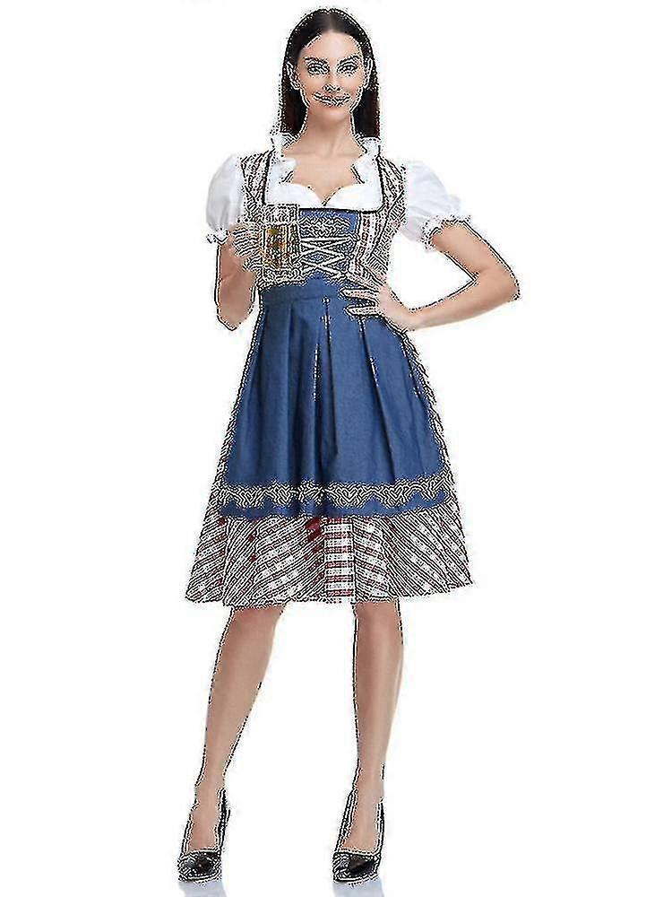عالية الجودة الألمانية التقليدية منقوشة Dirndl اللباس مهرجان أكتوبر زي الزي للنساء البالغات هالوين يتوهم الحزب