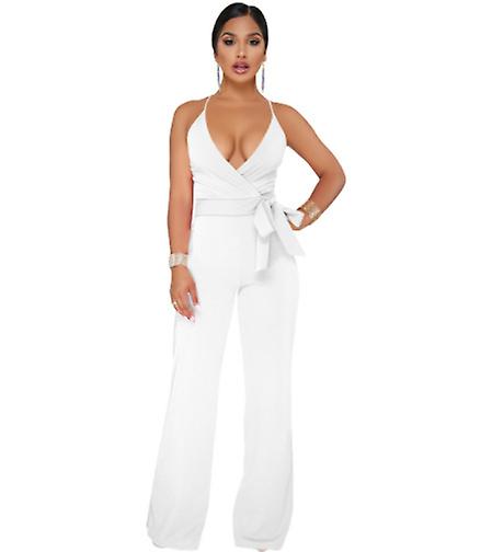 2023 High Quality Women's Fashion Dress Summer High-quality Classic Solid Suspender V-neck Jumpsuit For Ladies