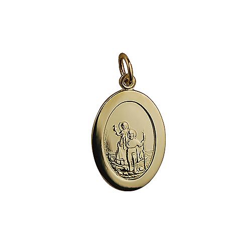 9ct Gold 19x9mm plain oval St Christopher Pendant