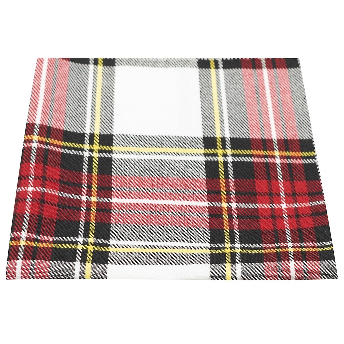 Traditional White &amp; Red Tartan Pocket Square