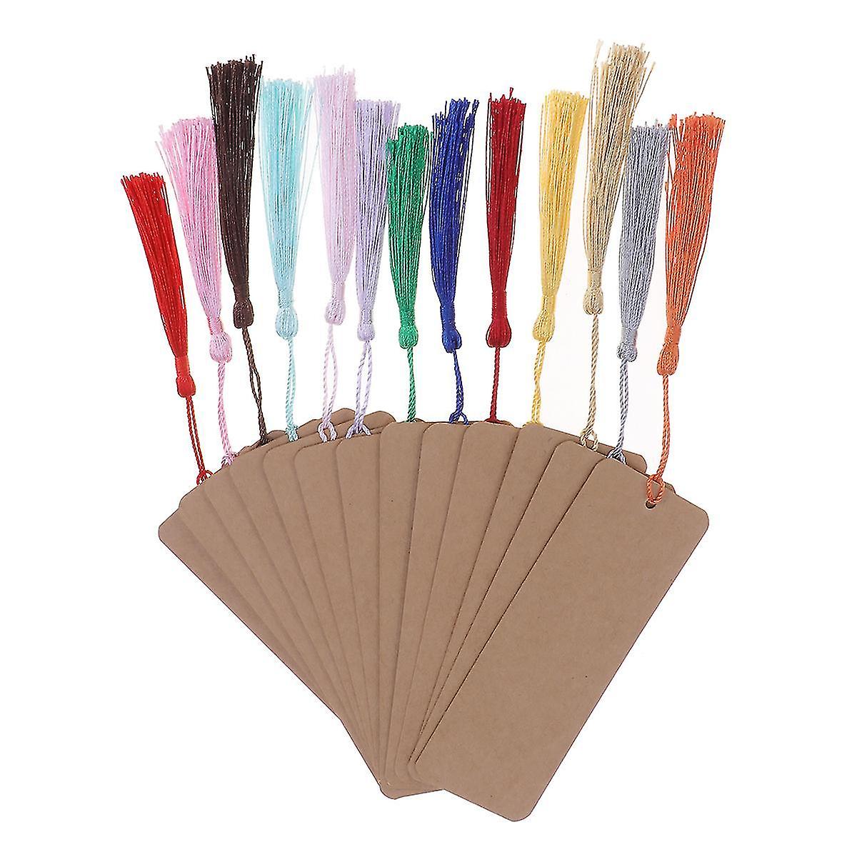 24pcs Blank Creative Paper Bookmarks With Tassel For Gifts Tags Diy Projects