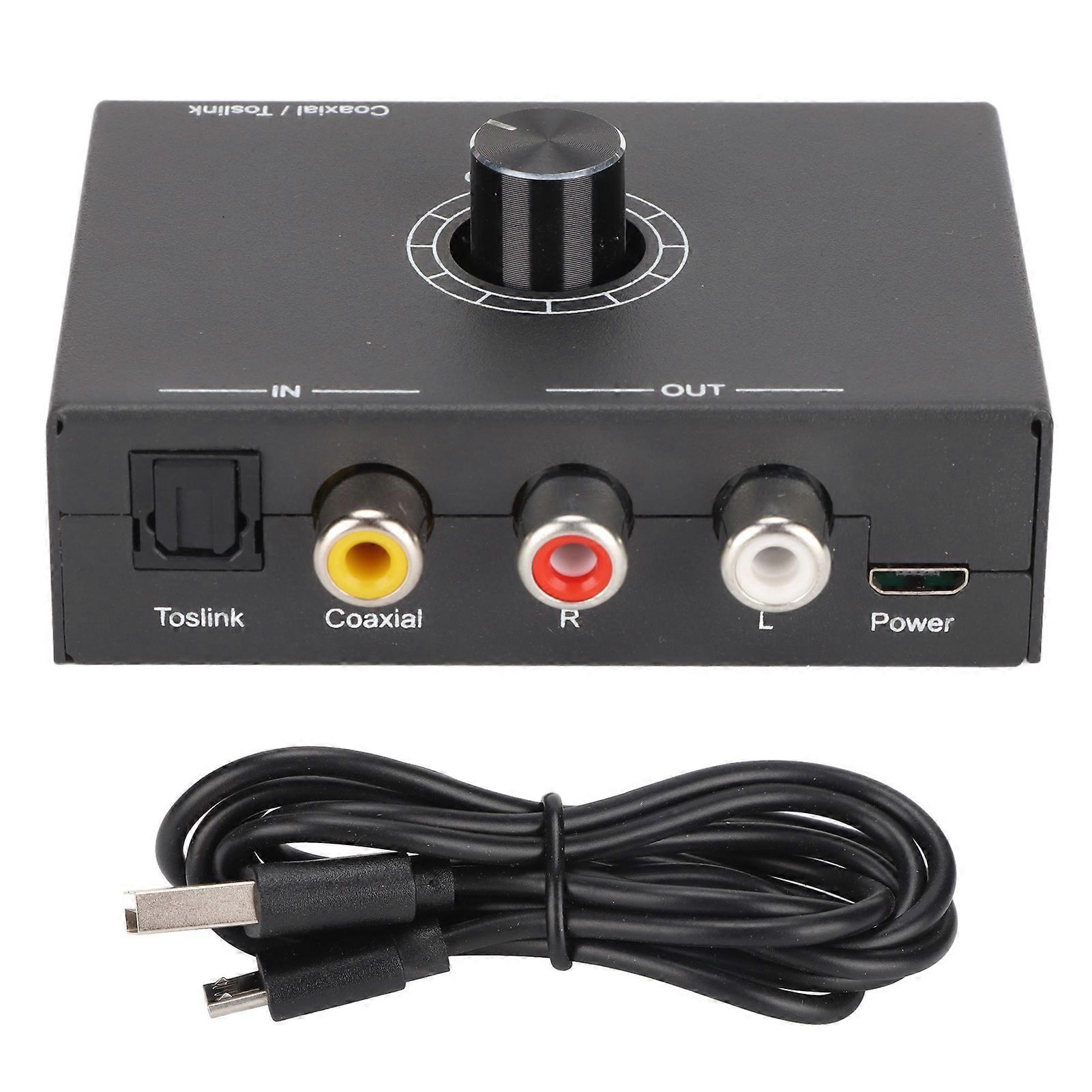 192KHz DAC Converter Digital Optical Coaxial to Analog Stereo Left Right RCA 3.5mm Jack Adapter for DVD Player